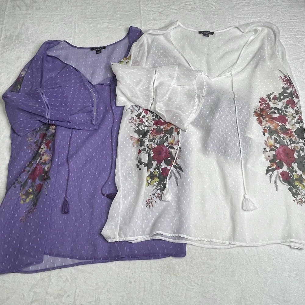 ROMAN KIMONO TOP SIZE 22, White Purple Flower Print Chiffon Overlay Occasion Top